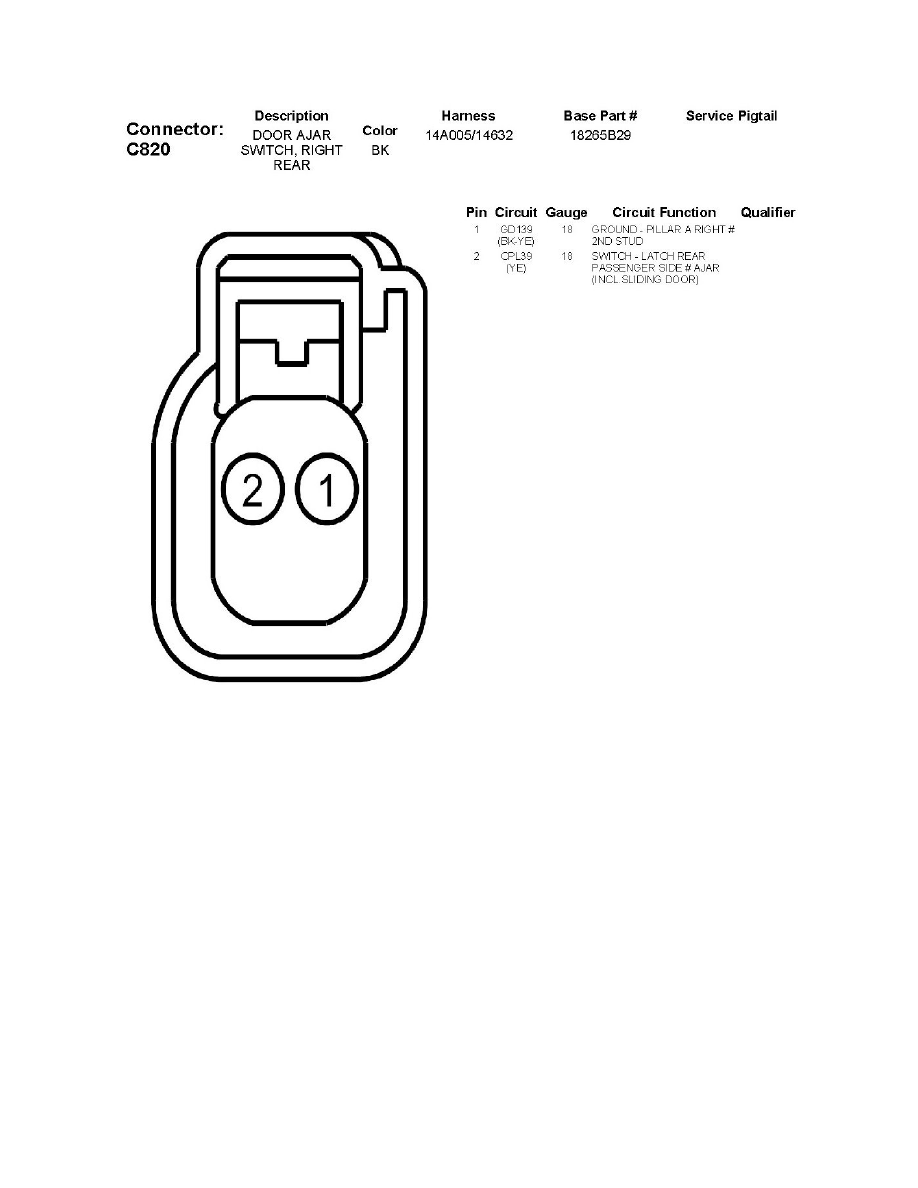 Ford F150 Door Ajar Switch Left Rear Component Diagram