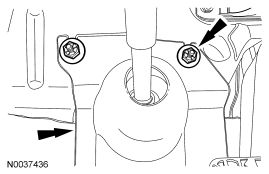 Step 38: Remove the 2 nuts and the steering joint cover.