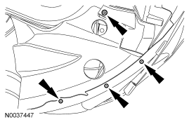 Step 40: Remove the 4 screws and position the LH fender splash shield aside.