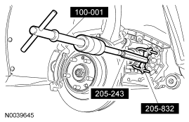 Step 63: Using the special tools, separate the LH halfshaft from the transaxle and support the halfshaft with a length o