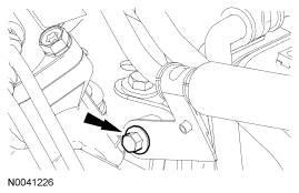 Step 35: Remove the power steering pressure (PSP) hose bracket bolt.