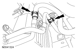 Step 43: Disconnect the transaxle cooler hoses.