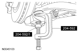 Step 56: Using the special tools, separate the lower ball joints from the lower control arms.