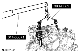Step 85: Using the special tools and a suitable engine crane, remove the engine and transaxle from the lift table.