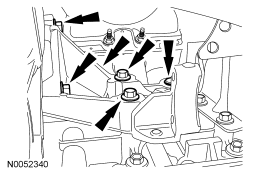Step 71: Remove the 5 bolts and the power transfer unit (PTU) support bracket.