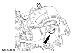 Step 74: Remove the transaxle mount through bolt and nut.