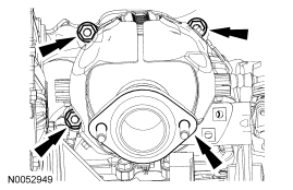 Step 69: Remove the 4 nuts and the RH catalytic converter.
