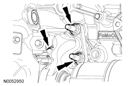 Step 66: Remove the RH halfshaft carrier bearing bolt and 2 stud bolts.