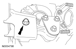 Step 1: Remove the engine roll restrictor-to-subframe through bolt.