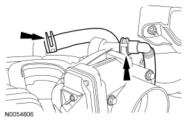 Step 14: Disconnect the vacuum hose and the evaporative emissions (EVAP) tube from the upper intake manifold.