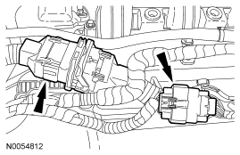 Step 26: Disconnect the 2 engine wiring harness electrical connectors.