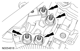Step 76: Remove the 4 engine mount nuts.