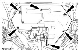 Step 5: If equipped, remove the 6 screws and the underbody shield.
