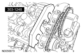Step 4: Install the special tool onto the flats of the RH camshafts.