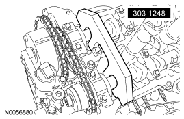 Step 3: Install the special tool onto the flats of the LH camshafts.