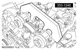 Step 14: Remove the special tool from the LH camshafts.