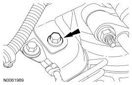 Step 23: Remove the A/C tube bracket bolt.