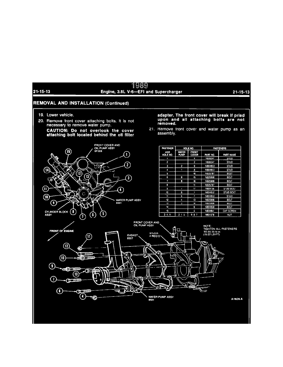 Ford Service and Repair Manuals > Thunderbird V6232 3.8L SC