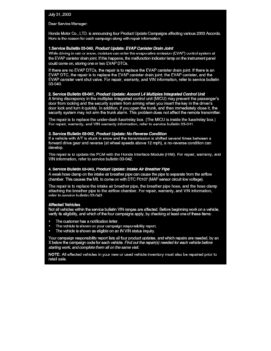 Honda Service and Repair Manuals > Accord V63.0L (2003