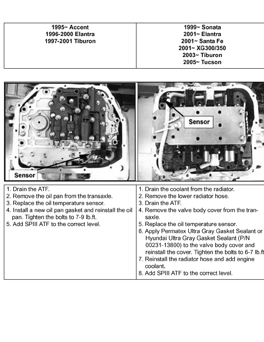 ... and Switches - A/T > Transmission Temperature Sensor/Switch, A/T > Component Information > Technical Service Bulletins > All Technical Service Bulletins ...