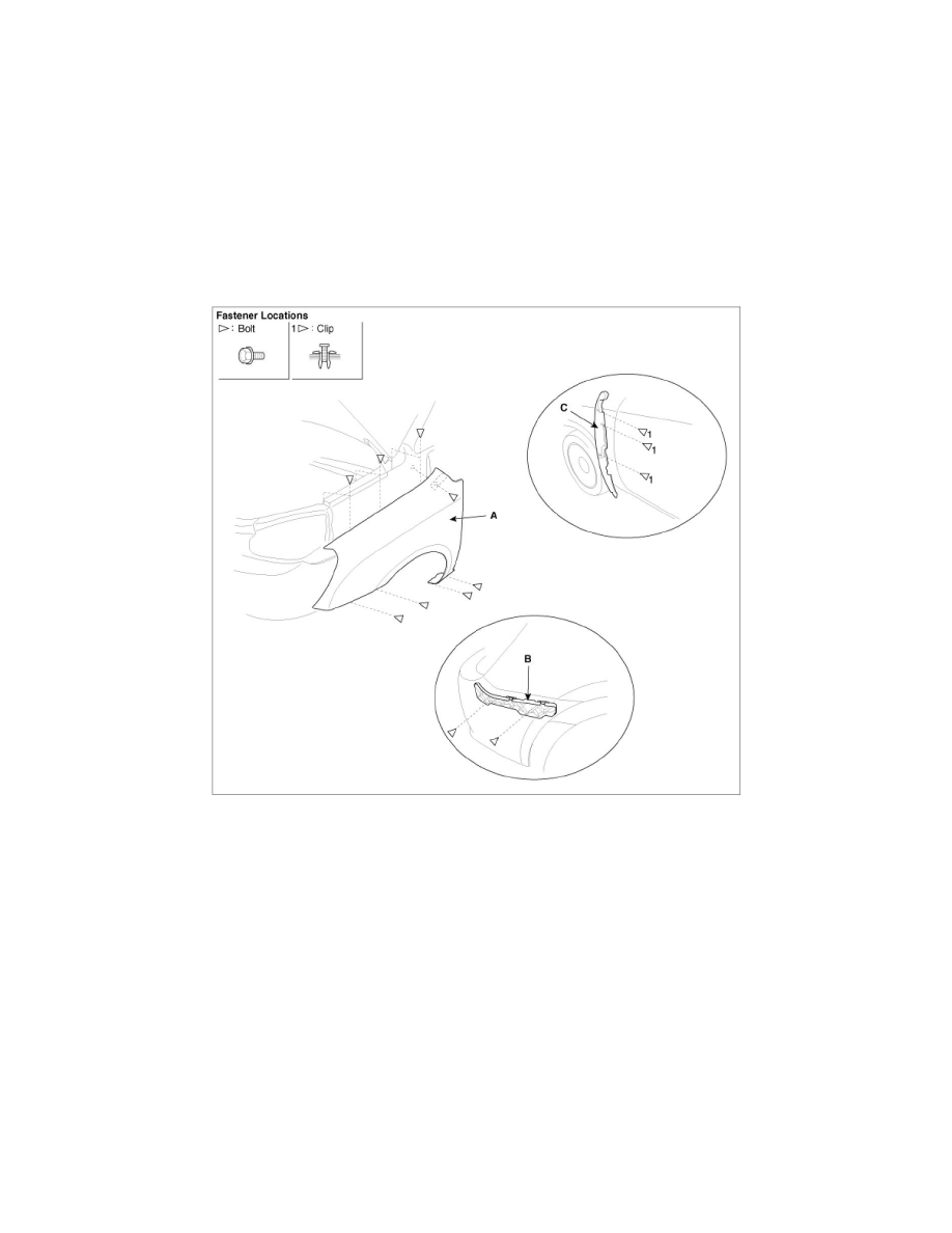 Body and Frame > Fender > Front Fender > System Information > Service and  Repair