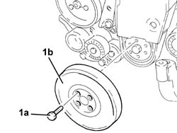 Toothed timing drive belt - R.R. with engine removed