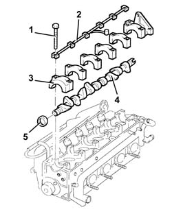 Camshaft in cylinder head - R.R. with head removed