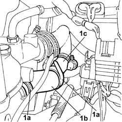 Flexible HOSE between thermostat and alternator coolant rigid return pipe - R.R.