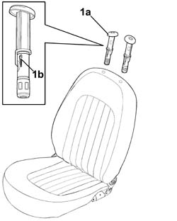 Front seat head restraint pins - R.R.