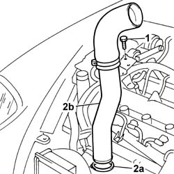 TURBOCHARGER - EXHAUST MANIFOLD - HOSE CONNECTED TO EXHAUST PIPE - R.R.