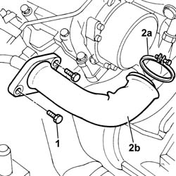 TURBOCHARGER - EXHAUST MANIFOLD - HOSE CONNECTED TO EXHAUST PIPE - R.R.
