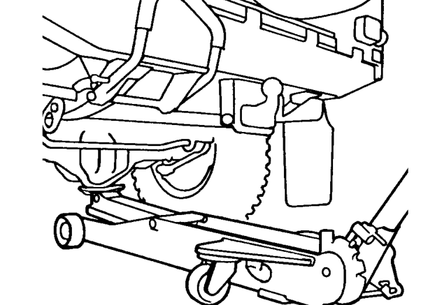 Hydraulic jack – Position cup of hydraulic arm under differential casing.