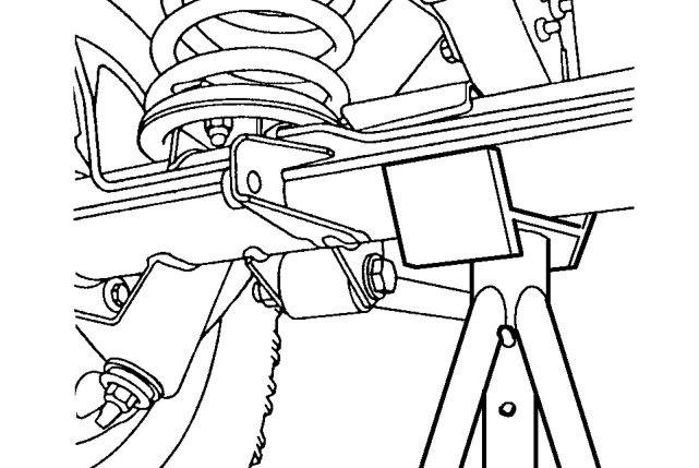 Hydraulic jack – Position cup of hydraulic arm under differential casing.