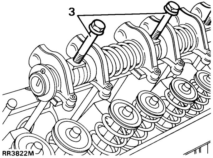 Rocker shaft renew oil sump – Loosen four rocker shaft fixings.