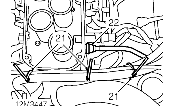Caution: plug the connections. – rear of LH cylinder head.