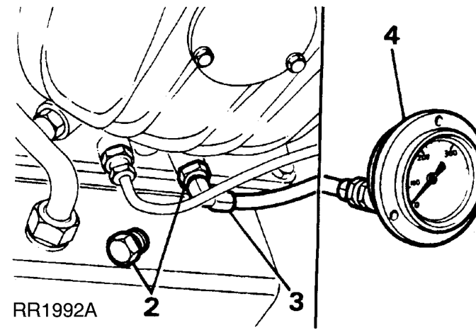 Service tools: see service tools, automatic gearbox – Pressure gauge 0 to 20 bar, 0 to 300 lbf/in2. Flexible hose adaptor.