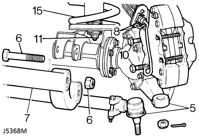 Front axle assembly – Release axle ventilation pipe banjo and lower axle assembly. Remove road springs.