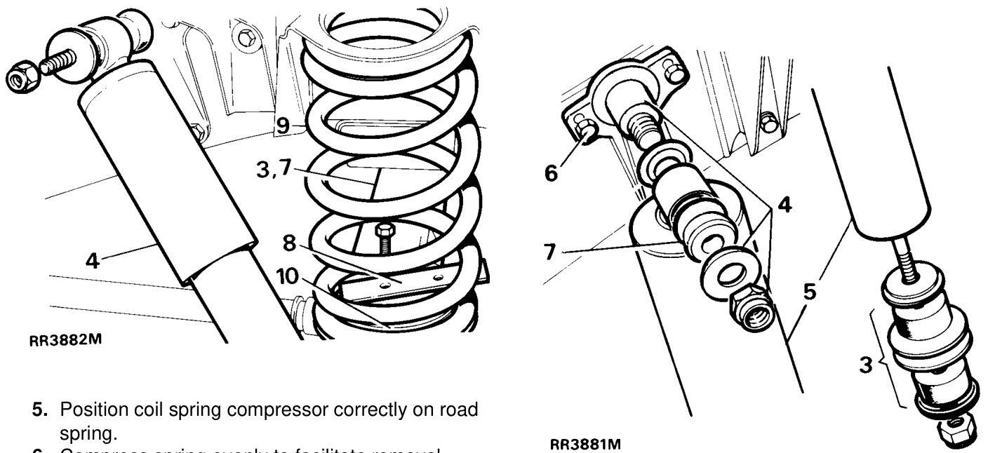 Remove remove – Remove fixings and withdraw shock absorber from axle bracket.