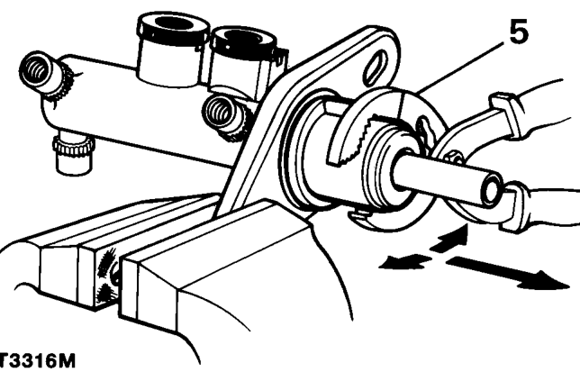 Dismantling master cylinder – Using soft jaws, one either side of master cylinder flange and clamp flange in a suitable 