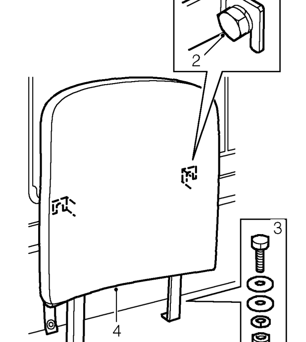 Rear seat squab – Lift and release brackets from retaining bolts and remove seat squab.