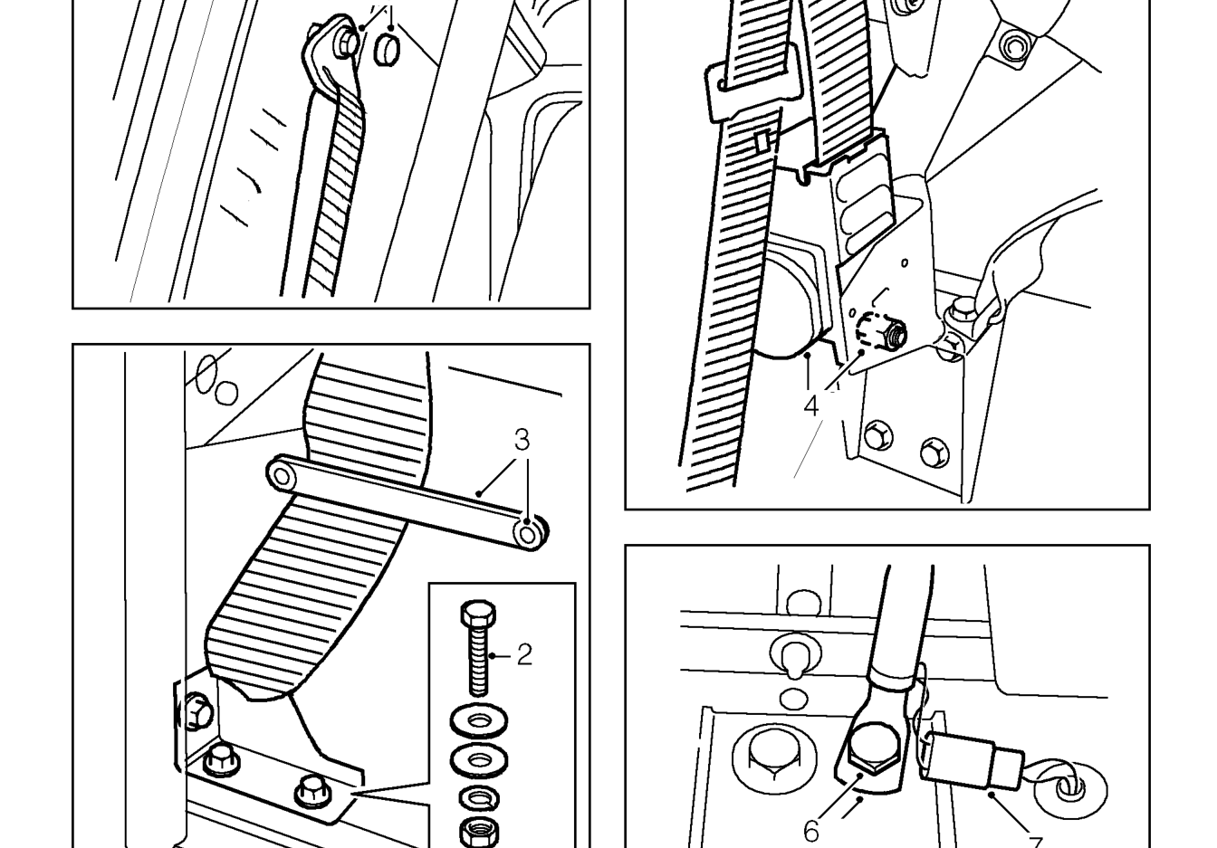 Front seat belts – On the driver’s side, disconnect harness plug connector of audible warning circuit at buck