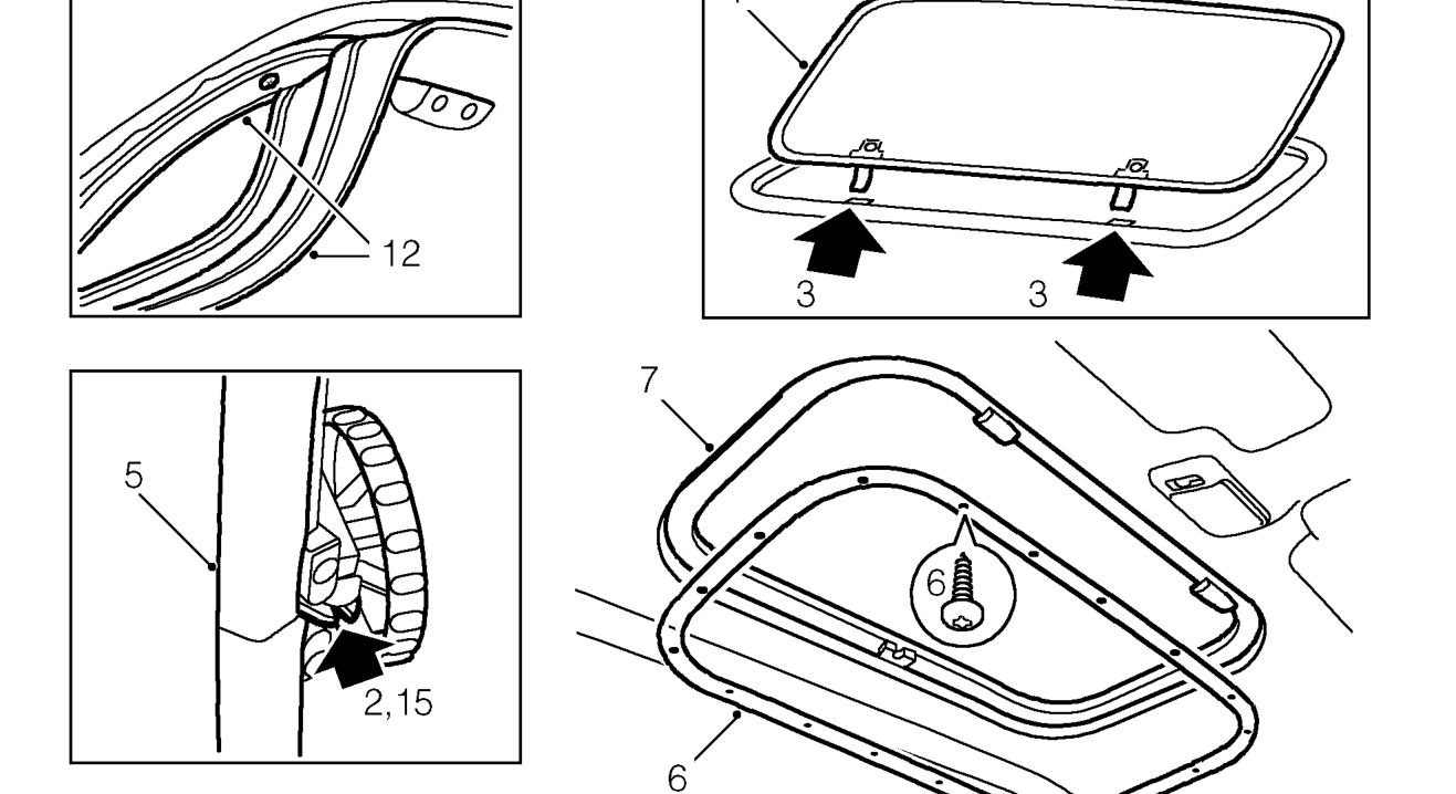 Sun roof – NOTE: Assistance may be required to remove the sun roof assembly.
