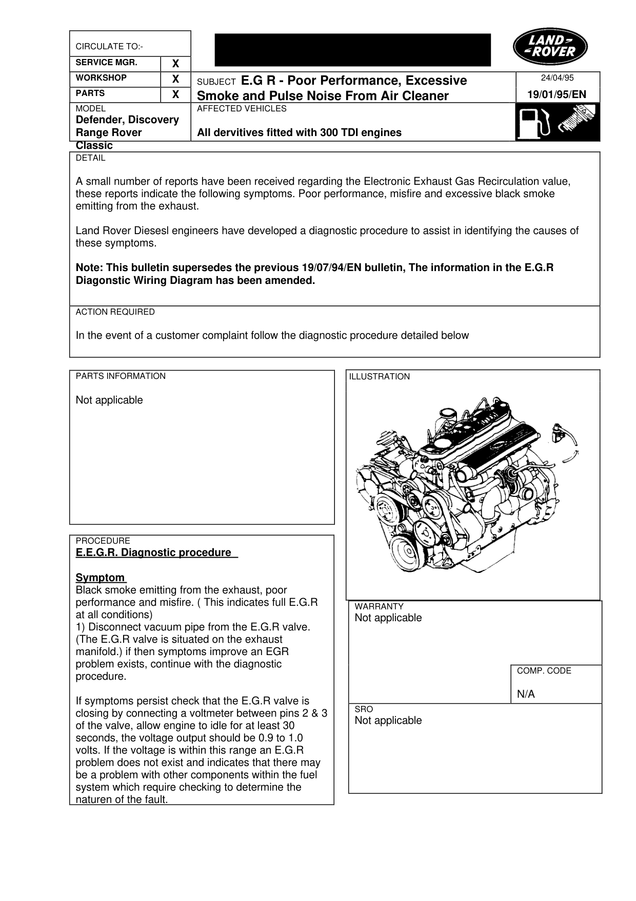 Defender, Discovery – bulletin page 1