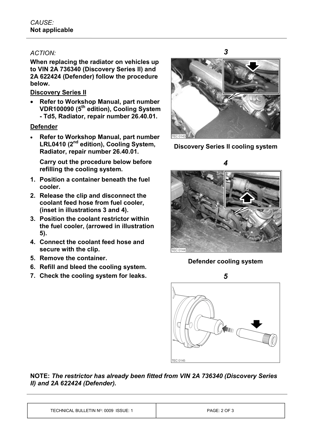 Radiator - Specification Change - To Improve Durability – bulletin page 2
