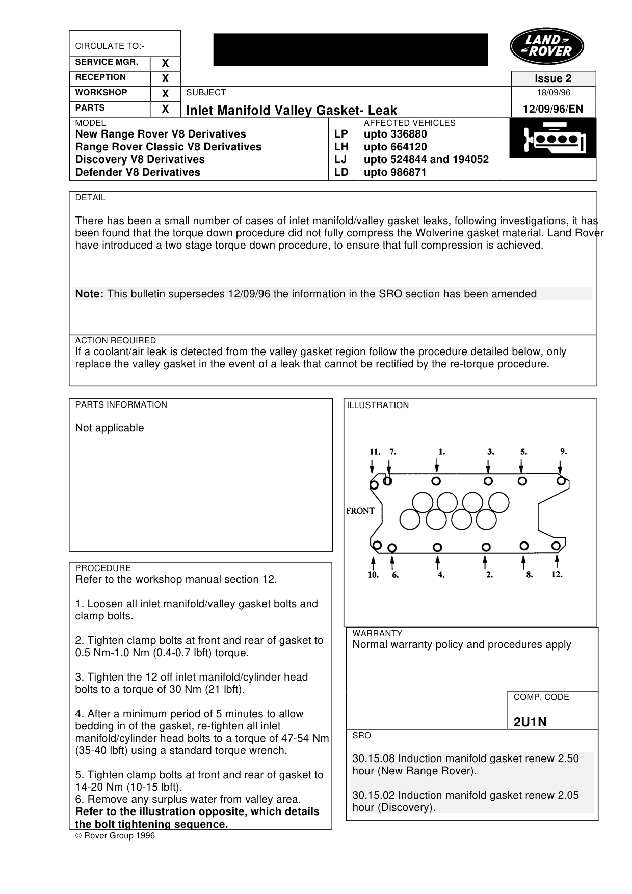 Inlet Manifold Valley Gasket-Leak – bulletin page 1