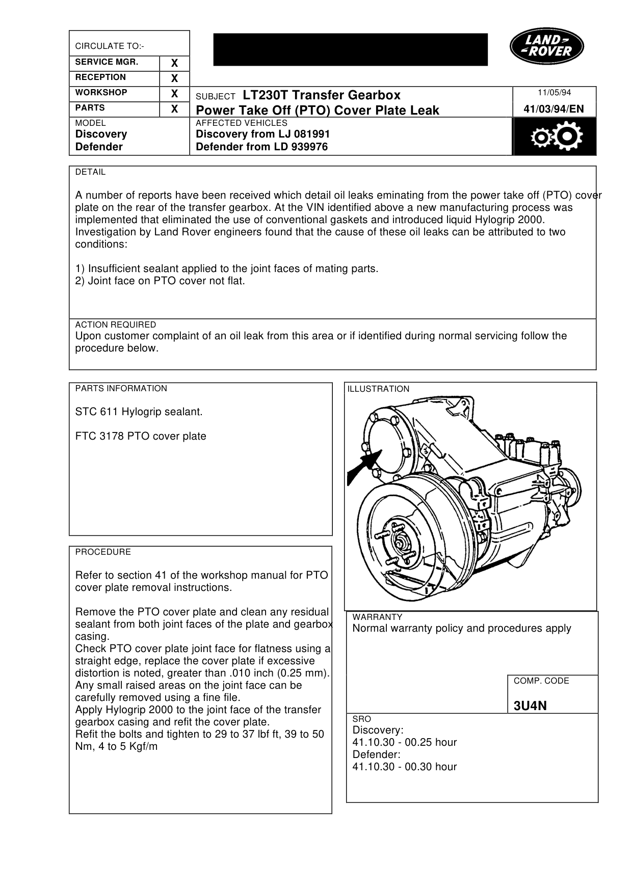 Lt230T Transfer Gearbox-Power Take Off – bulletin page 1