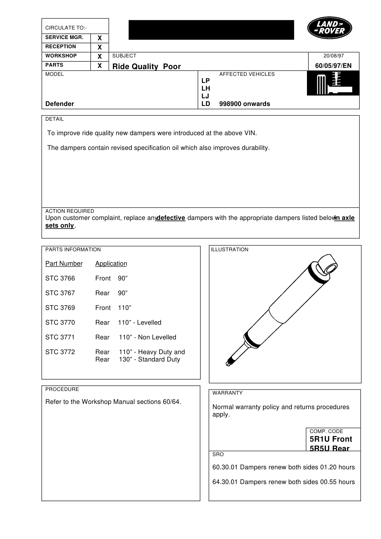 Ride Quality Poor – bulletin page 1