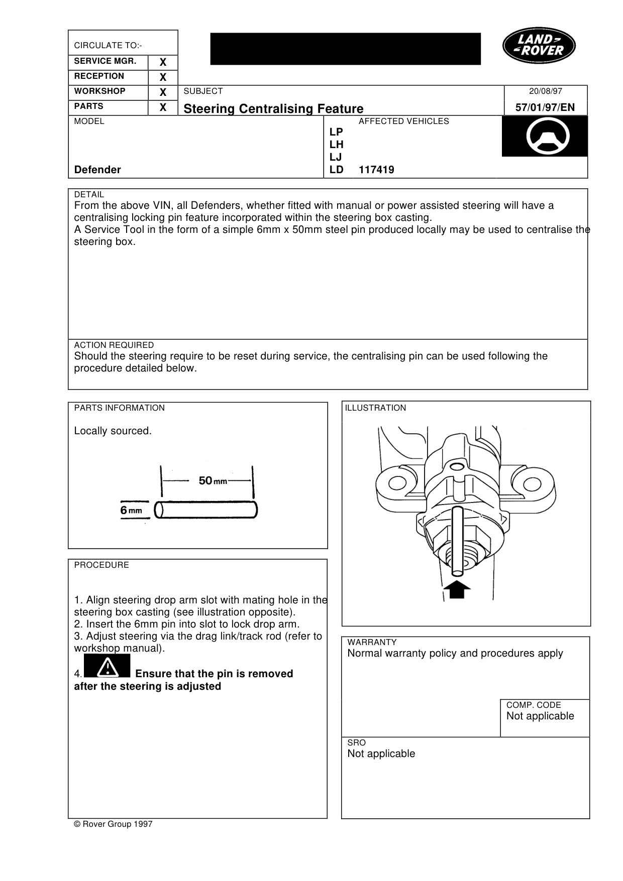 Steering Centralising Feature – bulletin page 1