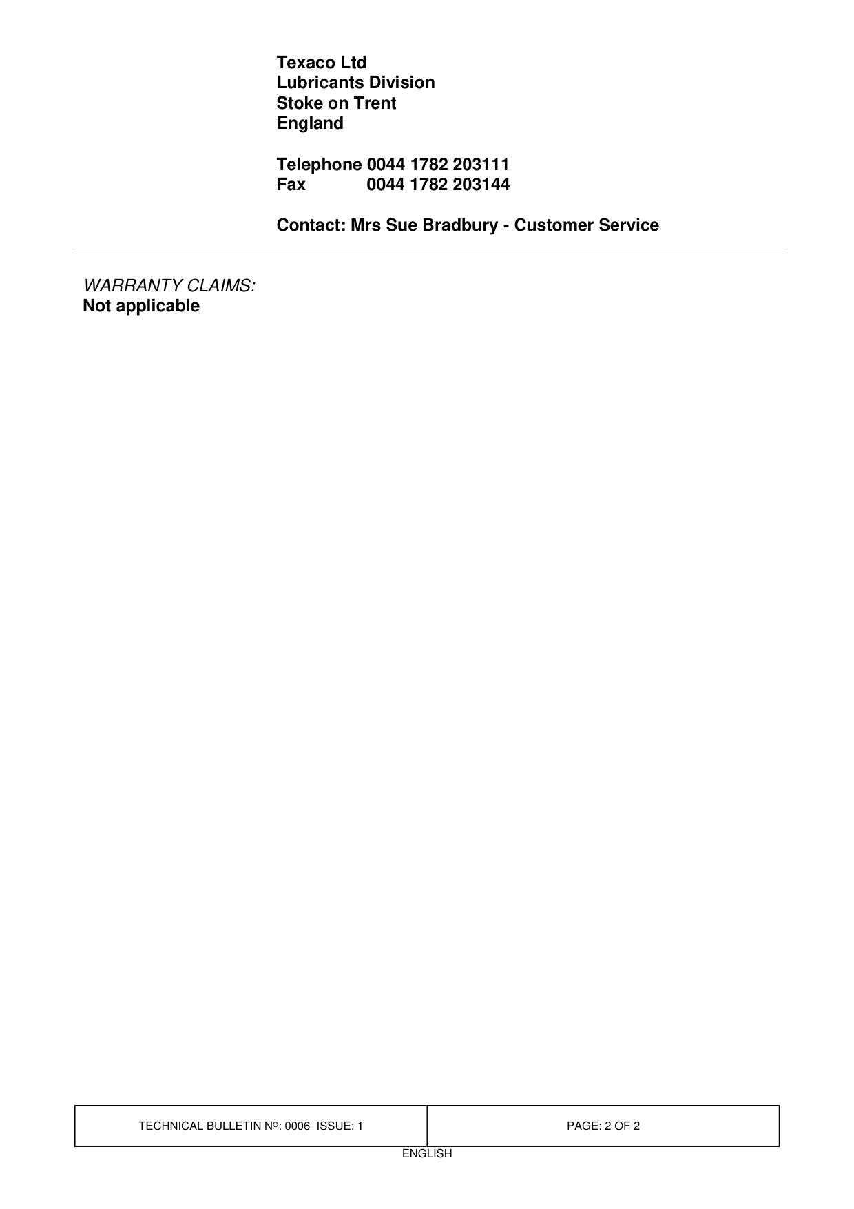 Power Steering Fluid - Change To Specification – bulletin page 2