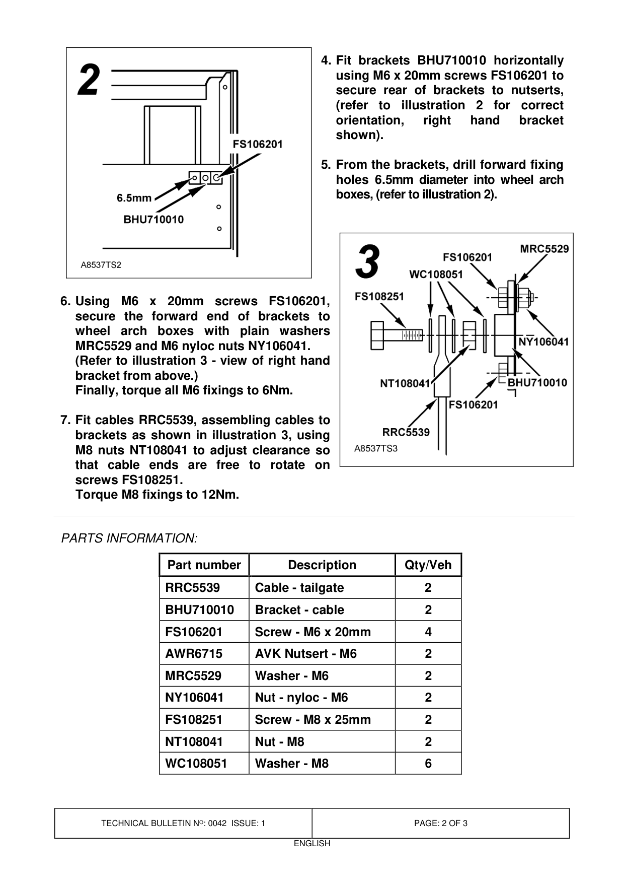 Tailgate Support Cable Broken – bulletin page 2